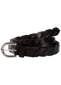 Tom Tailor Damen Flechtgürtel "TTANGELA", schwarz, feminin,klassisch,modisch, Gr. 95, unifarben, Flechtoptik, Rindsleder, Gürtel, 2 cm breiter Damen