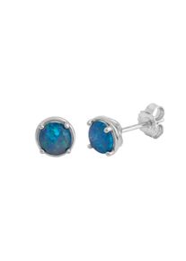 Vivance Damen Paar Ohrstecker "925/- Sterling Silber rhodiniert synth. Opal blau", ONE-SIZE, Silber 925 (Sterlingsilber), weiß, Silber 925