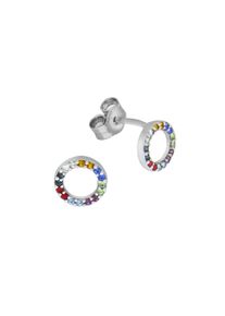 Vivance Damen Paar Ohrstecker "925/- Sterling Silber rhodiniert Kristall bunt", ONE-SIZE, Silber 925 (Sterlingsilber), weiß, Silber 925