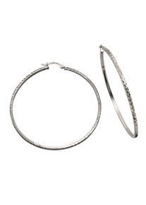 Celesta Damen Paar Creolen "925 Silber rhodiniert 6,0cm", ONE-SIZE, Silber 925 (Sterlingsilber), weiß, Silber 925 (Sterlingsilber), Ohrringe
