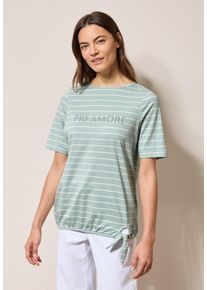 Cecil Damen T-Shirtcool salvia grün, casual, Gr. XS, bedruckt, Web, 95% Baumwolle, 5% Elasthan, Shirts, Elastiksaum mit Knotendetail