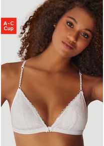 Lascana Damen Bralette, Gr. 70, weiß, Microtouch, Obermaterial: 60% Polyamid, 35% Polyester, 5% Elasthan, feminin, BHs, ohne Bügel mit extravaganten