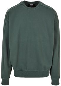 Urban Classics Herren Rundhalspullover "Urban Classics Herren Heavy Terry Garment Dye Crew", grün, casual, Gr. 5XL, unifarben, 100% Baumwolle,