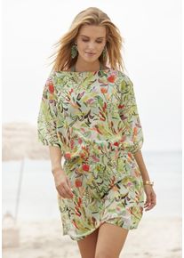 s.Oliver Damen Tunika, grün, casual, Gr. 32, bedruckt, Chiffon, Obermaterial: 100% Polyester, Tuniken, mit Blätterdruck, Strandmode, modisches