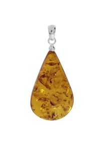 OSTSEE-SCHMUCK Damen Ketten-Anhänger "OSTSEE-SCHMUCK Anhänger Tropfen ca. 38 mm lang - Silber 925/000", 48 x 24mm, Bernstein, 6.8 g, weiß, Bernstein,