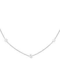 CAI CAÏ Damen Kette mit Anhänger "925 Sterling Silber rhodiniert Sonne - Mond - Stern", 39 + 5cm, Silber 925 (Sterlingsilber), L: 44cm B: 1.0mm, weiß,