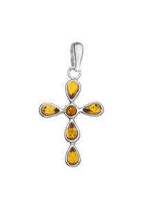 OSTSEE-SCHMUCK Damen Ketten-Anhänger "OSTSEE-SCHMUCK Anhänger Kreuz Anhänger Kreuz", 35 x 19mm, Silber 925 (Sterlingsilber), 1.6 g, weiß, Silber 925