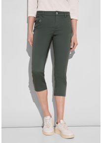 Street One Damen 3/4-Hose, grün, casual, Gr. 40, unifarben, Web, 97% Baumwolle, 3% Elasthan, Hosen, in 3/4-Länge