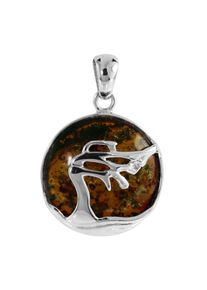 OSTSEE-SCHMUCK Damen Ketten-Anhänger "OSTSEE-SCHMUCK Anhänger Windflüchter 21 mm", 32 x 21mm, Silber 925 (Sterlingsilber), 3.4 g, weiß, Silber 925