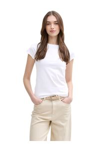 Damen T-Shirt, weiß, casual, Gr. XL, Tom Tailor Denim, unifarben, Obermaterial: 95% Baumwolle, 5% Elasthan, Shirts, mit Raglan Ärmeln
