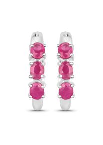 VIRA JEWELS Damen Paar Creolen "Silber 925 rhodiniert mit 6 natürlichen Rubinen", ONE-SIZE, 1,32 ct, Silber 925 (Sterlingsilber), weiß, Silber 925
