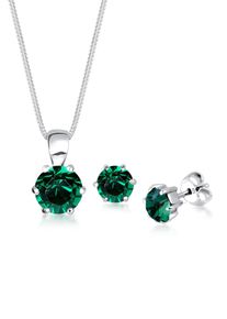 Elli Damen Schmuckset "Ohrringe und Anhänger mit Kristalle Grün 925 Silber", OneSize,mit Stein, grün, Silber 925 (Sterlingsilber), Schmuck-Sets
