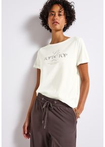 Street One Damen T-Shirt, weiß, casual, Gr. 46, bedruckt, Jersey, Obermaterial: 50% Baumwolle, 50% Modal, Shirts, mit Front-Print