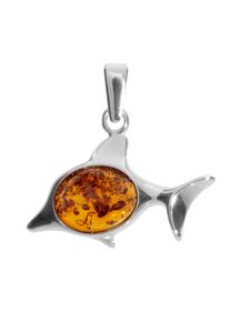 OSTSEE-SCHMUCK Damen Ketten-Anhänger "OSTSEE-SCHMUCK Anhänger Fisch Anhänger Fisch", 22 x 24mm, Silber 925 (Sterlingsilber), 1.4 g, weiß, Silber 925