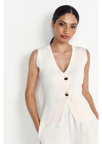 RICHROYAL Damen Strickweste, weiß, casual, Gr. L, unifarben, Strick, Obermaterial: 87% Viskose, 13% Polyester, Westen, Mit V-Ausschnitt