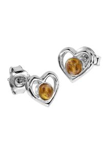 OSTSEE-SCHMUCK Damen Paar Ohrstecker "OSTSEE-SCHMUCK Ohrstecker Herz Ohrstecker Herz", 6 x 8mm, Silber 925 (Sterlingsilber), weiß, Silber 925