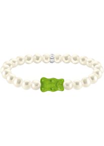 Thomas Sabo Damen Armband "Thomas Sabo x HARIBO Schmuck: Perlenarmband mit Goldbär", 17, Silber 925 (Sterlingsilber)-Silikon-Perlen, grün, Silber 925