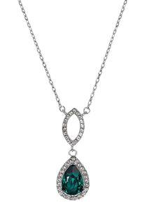 Amor Damen Kette mit Anhänger "Tropfen, 2033619", Silber 925 (Sterlingsilber), L: 45cm, grün, Silber 925 (Sterlingsilber), Halsketten, mit Glasstein,