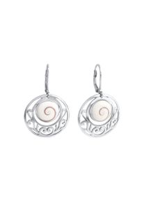 Vivance Damen Paar Ohrhänger "925/- Sterling Silber rhodiniert mit Muschel weiß", ONE-SIZE, Silber 925 (Sterlingsilber), weiß, Silber 925