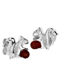 OSTSEE-SCHMUCK Damen Paar Ohrstecker "OSTSEE-SCHMUCK Ohrstecker Eichhörnchen Ohrstecker Eichhörnchen", 8 x 8mm, Silber 925 (Sterlingsilber), weiß,