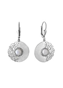 Vivance Damen Paar Ohrhänger "925-Sterling Silber rhodiniert Zirkonia und Achat", ONE-SIZE, Silber 925 (Sterlingsilber), weiß, Silber 925