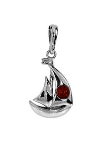 OSTSEE-SCHMUCK Damen Ketten-Anhänger "OSTSEE-SCHMUCK Anhänger Schiffchen Anhänger Schiffchen", 29 x 11mm, Silber 925 (Sterlingsilber), 1.4 g, weiß,