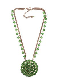 Damen Kette mit Anhänger "Raja", grün, Basic, Collezione Alessandro, Glas, Halsketten, zweireihige Kette mit rundem Anhänger