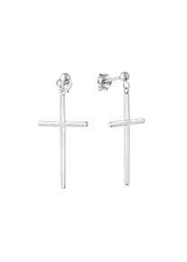 ZEEme Damen Paar Ohrhänger "Silber 925 rhodiniert mit Kreuz-Motiv 35mm lang", ONE-SIZE, Silber 925 (Sterlingsilber), weiß, Silber 925