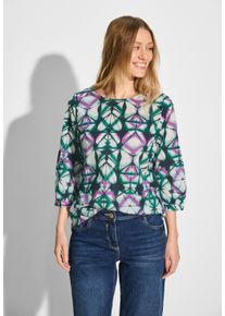 Cecil Damen Shirtbluse, weiß, casual, Gr. XXL, bedruckt, Web, 100% Baumwolle, Blusen, mit 3/4 Ärmeln