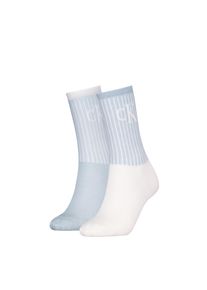 Damen Socken "CKJ WOMEN SOCK 2P GLOSSY RIB", Calvin Klein Jeans, Gr. 39, weiß, Materialmix, Socken, mit Logostickerei