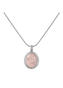 ZEEme Damen Kette mit Anhänger "Silber 925 rhodiniert 42+5cm Rosenquarz Zirkonia", 42 + 5cm, 9,1 ct, Silber 925 (Sterlingsilber), L: 47cm B: 20.0mm,