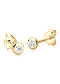 Elli DIAMONDS Damen Paar Ohrstecker "Ohrstecker Diamant Weiß Brillantschliff (0.03 ct) 585 Gelbgold", OneSize, 0.06 ct P1 = bei 10-facher