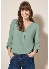 Cecil Damen Langarmblusematcha grün, casual, Gr. XXL, unifarben, Web, 100% Baumwolle, Blusen, aus reiner Baumwolle