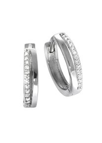 Vivance Damen Paar Creolen "925 Silber Zirkonia rhodiniert", ONE-SIZE, Silber 925 (Sterlingsilber), weiß, Silber 925 (Sterlingsilber), Ohrringe