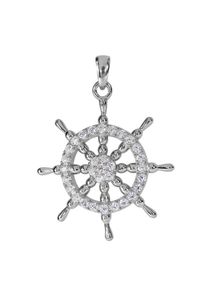 OSTSEE-SCHMUCK Damen Ketten-Anhänger "OSTSEE-SCHMUCK Anhänger Steuerrad Anhänger Steuerrad", 28 x 22mm, Silber 925 (Sterlingsilber), 1.5 g, weiß,