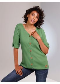 Damen Kurzarmshirt "Lyocell-Baumwoll-Shirt", grün, Gr. 36, CREATION L PREMIUM, unifarben, 65% Lyocell, 30% Baumwolle, 5% Elasthan, Shirts