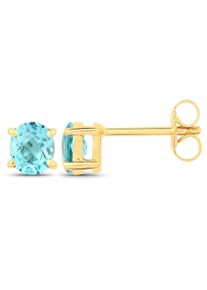 VIRA JEWELS Damen Paar Ohrstecker "925-Sterling Silber vergoldet Glänzend Apatit blau", ONE-SIZE, 1,0 ct, Silber 925 (Sterlingsilber), weiß, Silber