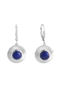 ZEEme Damen Paar Ohrhänger "Silber 925 rhodiniert glanz/matt mit echtem Lapis 8mm", ONE-SIZE, 2,8 ct, Silber 925 (Sterlingsilber), weiß, Silber 925