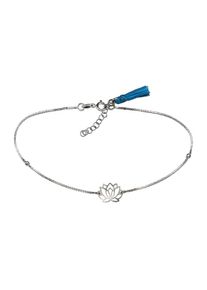 Vivance Damen Fußkette "925 Silber Lotusblüte + Quaste", 23 + 2cm, Silber 925 (Sterlingsilber), weiß, Silber 925 (Sterlingsilber), Fußkettchen
