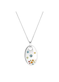 ZEEme Damen Kette mit Anhänger "Silber 925 rhodiniert 45/42cm lang mit echten Farbsteinen", 42,0/45,0cm, Silber 925 (Sterlingsilber), L: 45cm B: