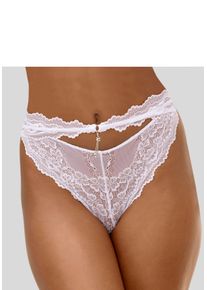 Lascana Damen Tanga, Gr. 44, weiß, Microtouch, Spitze, Obermaterial: 87% Polyamid, 13% Elasthan, Unterhosen, mit hohem Schnitt und verführerischem