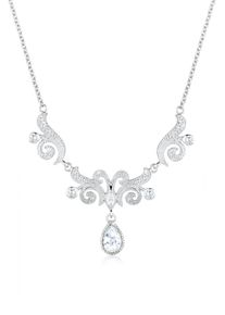 Elli Premium Damen Collierkettchen "Ornament Zirkonia Weiß 925 Sterling Silber", 45,mit Steinen, Silber 925 (Sterlingsilber), L: 45cm, weiß, Silber