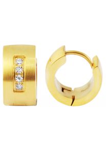 Adelia´s ADELIA ́S Damen Paar Creolen "Neuheit 2025 - Damen Creolen aus Edelstahl und Strass Ø 10 mm", Damen, Edelstahl, weiß, Edelstahl, Ohrringe