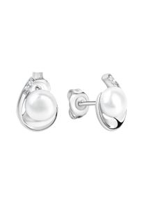 ZEEme Damen Paar Ohrstecker "Silber 925 rhodiniert Perle weiß 6,5-7mm Zirkonia", ONE-SIZE, Silber 925 (Sterlingsilber), weiß, Silber 925