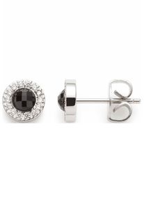 Leonardo Damen Paar Ohrstecker "Ohrring Isa, 023347, 023349", Edelstahl, schwarz-weiß, Edelstahl, Ohrringe, mit Glasstein oder Perle (imitiert) und