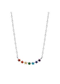 ZEEme Damen Collierkettchen "Silber 925 rhodiniert mit bunten Zirkonia-Steinen", 42 + 3cm, Silber 925 (Sterlingsilber), L: 45cm B: 30.0mm, weiß,