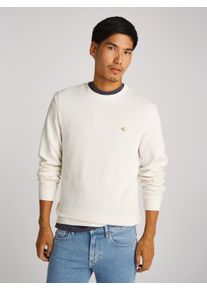 Herren Langarmshirt "WOVEN LABEL WAFFLE LS TEE", weiß, casual, Gr. XXXL, Calvin Klein Jeans, unifarben, Single Jersey, Obermaterial: 100% Baumwolle,