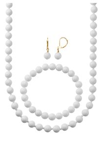 Lady Damen Collier-Set, N-Größe, weiß, Halsketten