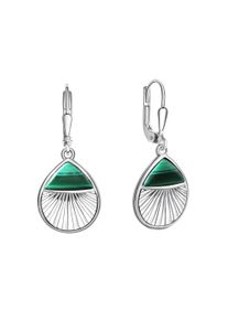ZEEme Damen Paar Ohrhänger "925/- Sterling Silber rhodiniert Malachit", ONE-SIZE, Silber 925 (Sterlingsilber), weiß, Silber 925 (Sterlingsilber),