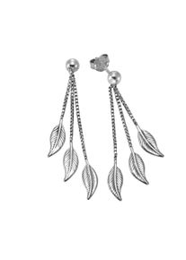 ZEEme Damen Paar Ohrhänger "Silber 925 rhodiniert 41mm lang mit Blatt-Motiv", ONE-SIZE, Silber 925 (Sterlingsilber), weiß, Silber 925